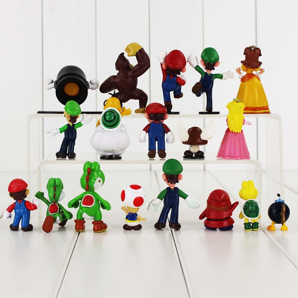 Lanfy Action Figurine Lucu 18pcs/set Koleksi Model Jamur Hiasan Rumah Model Anime Super Mario Bros.