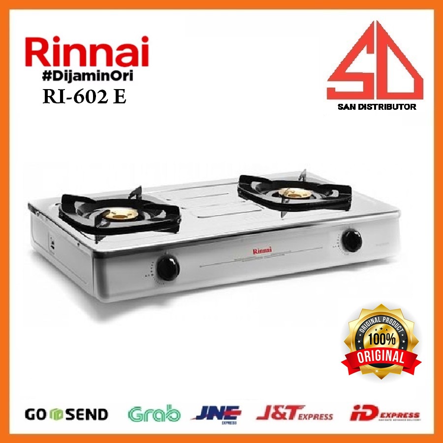 Rinnai kompor gas 2 tungku SNI RI 602E (W) - RI602E 602 E White putih SNI RI-602 E