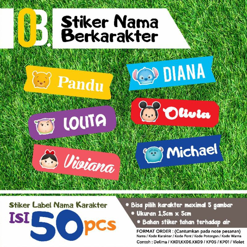 

Stiker Nama Karakter (DISNEY, BT21, DORAEMON, SPONGEBOB )