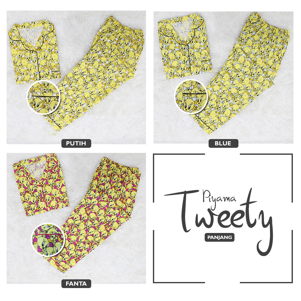 CP TWEETY PIYAMA WANITA DEWASA BAJU TIDUR PAJAMAS SETELAN GROSIR