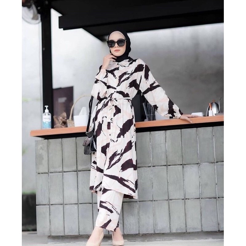 RETA LONG ONE SET / SETELAN TUNIK MOTIF / SET DAILY WEAR