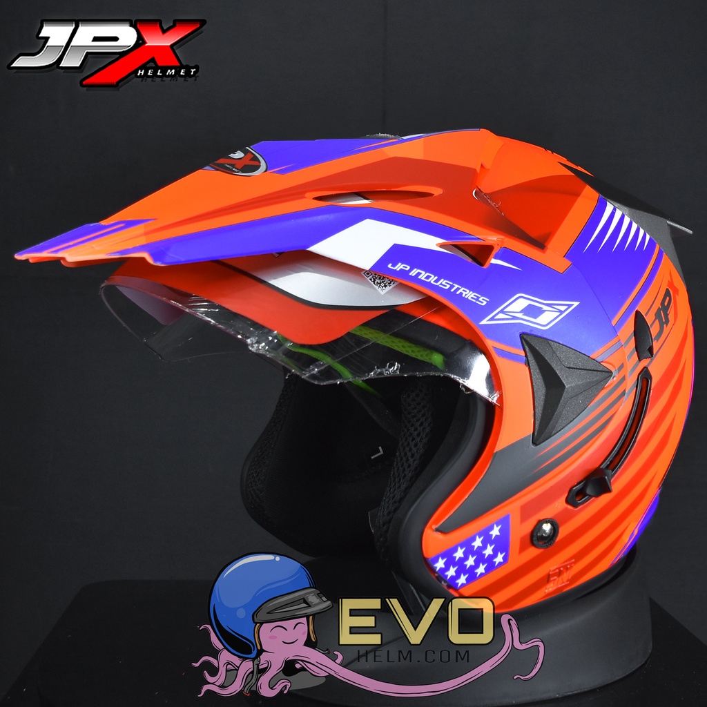 HELM JPX SUPERMOTO_INFINITY SOLDIER - FLUO RED DOFF