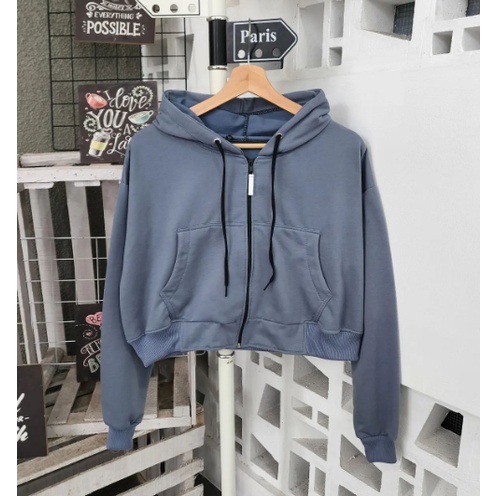 jaket perempuan zipper croope jaket korea kpop trend