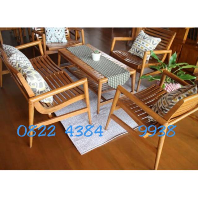 Meja Kursi Sofa Tamu Jati Jepara Minimalis Mewah Murah