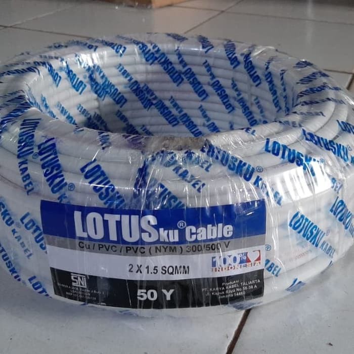 Kabel  Lotus  , NYM 2x1. 5MM  (  50 Yard  )   Kabel Lotus Kawat Tembaga Murni Lotus