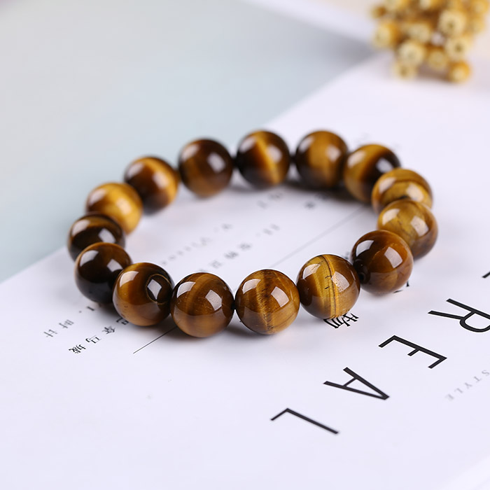 Unisex Natural Tiger Eye Stone Beads Bracelet / Stress Relief Healing Chakra Yoga Bracelet / Wealth and Good Luck Bracelet