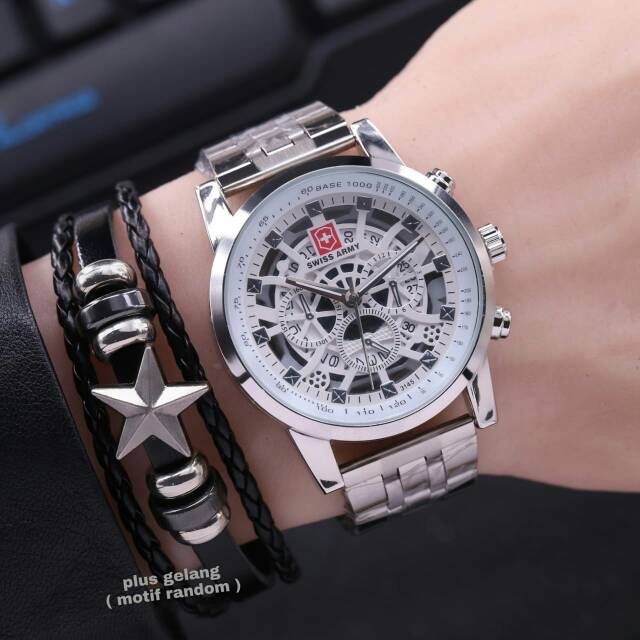 JAM TANGAN FASHION PRIA FREE GELANG + BOX BATU BATRE CADANGAN