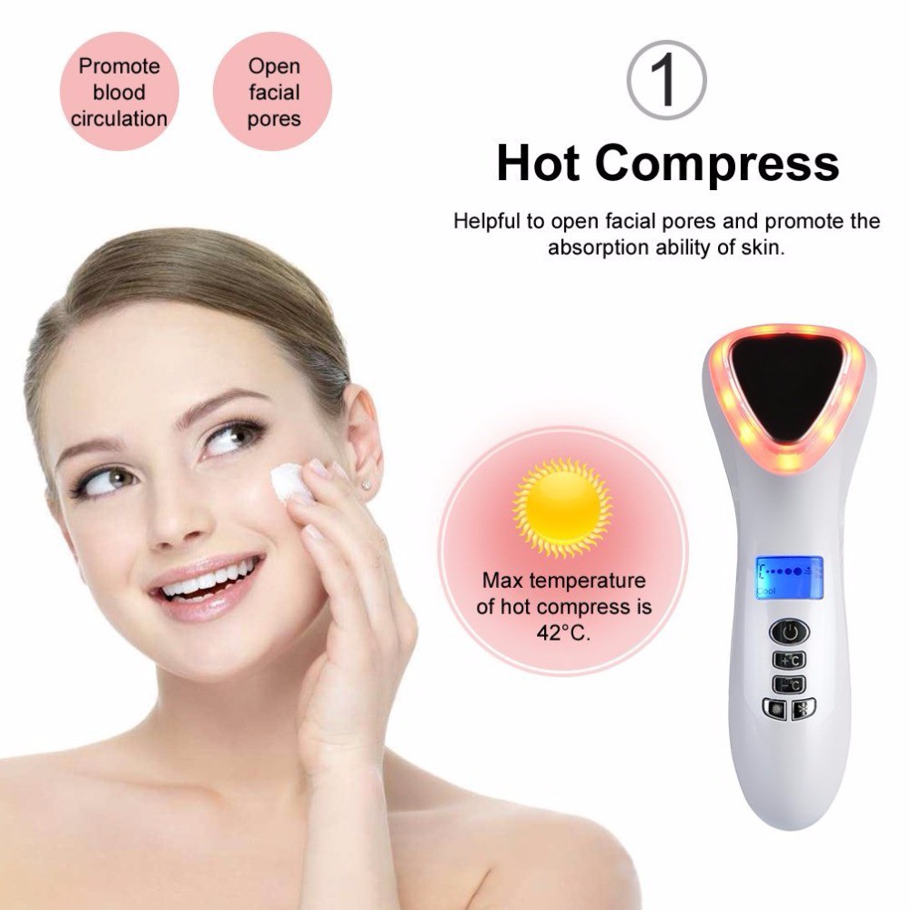 Facial Ultrasonic Cryotherapy LED Hot Cold Hammer Facial Lifting Vibration Massager Face Ultrasonic Vibration Massager