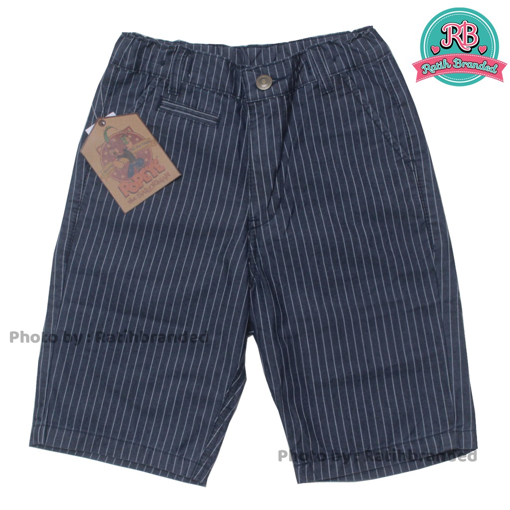 Popeye celana pendek anak laki laki kids celana 7/8 motif salur warna abu abu tua ORIGINAL TERBARU