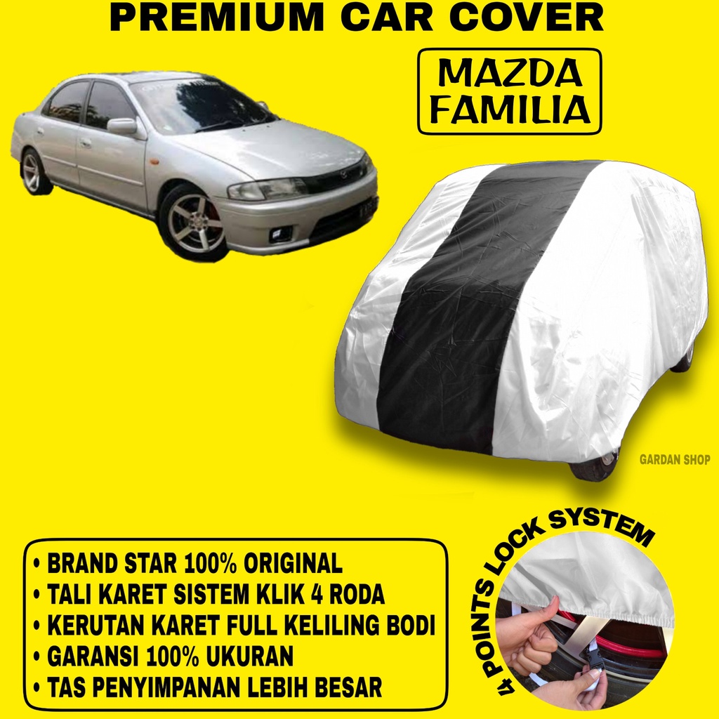 Body Cover MAZDA FAMILIA SILVER HITAM Penutup Bodi Mobil Mazda Familia Waterproof PREMIUM