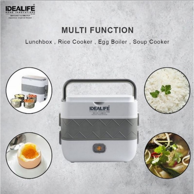 IDEALIFE IL-110A Electric Lunch Box Penghangat Makanan Elektrik 4 Bowl