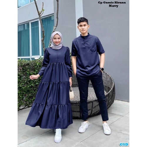 Cp gamis Kirana/Baju Couple Muslim murah/Atasan couple hijab/Gamis couple/ Kemeja Pria Lengan Pendek Good Premium