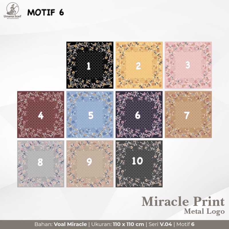 [PART 2 ] HIJAB SEGIEMPAT MOTIF UMAMA SCARF VOAL MIRACLE PRINT METAL LOGO