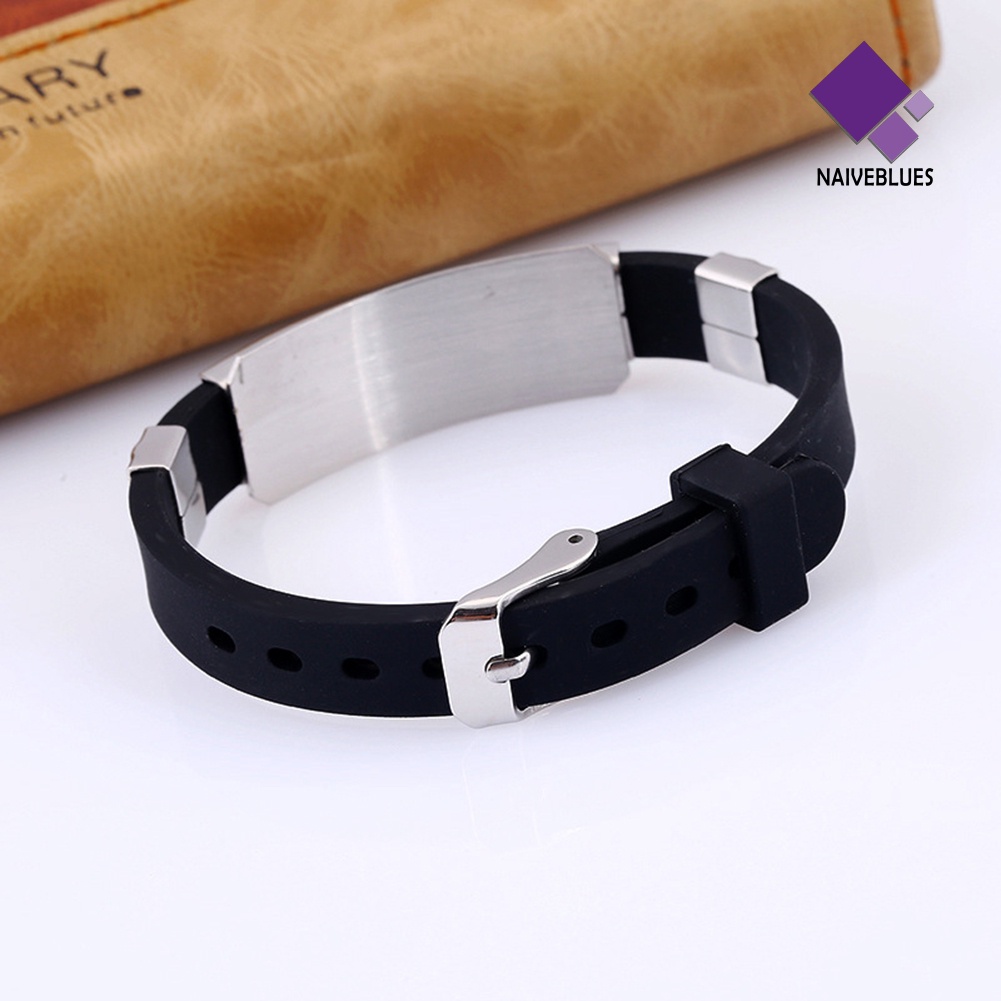 Naiveblue &gt; Gelang Tangan Silikon + Stainless Steel Motif Horoskop Untuk Pria