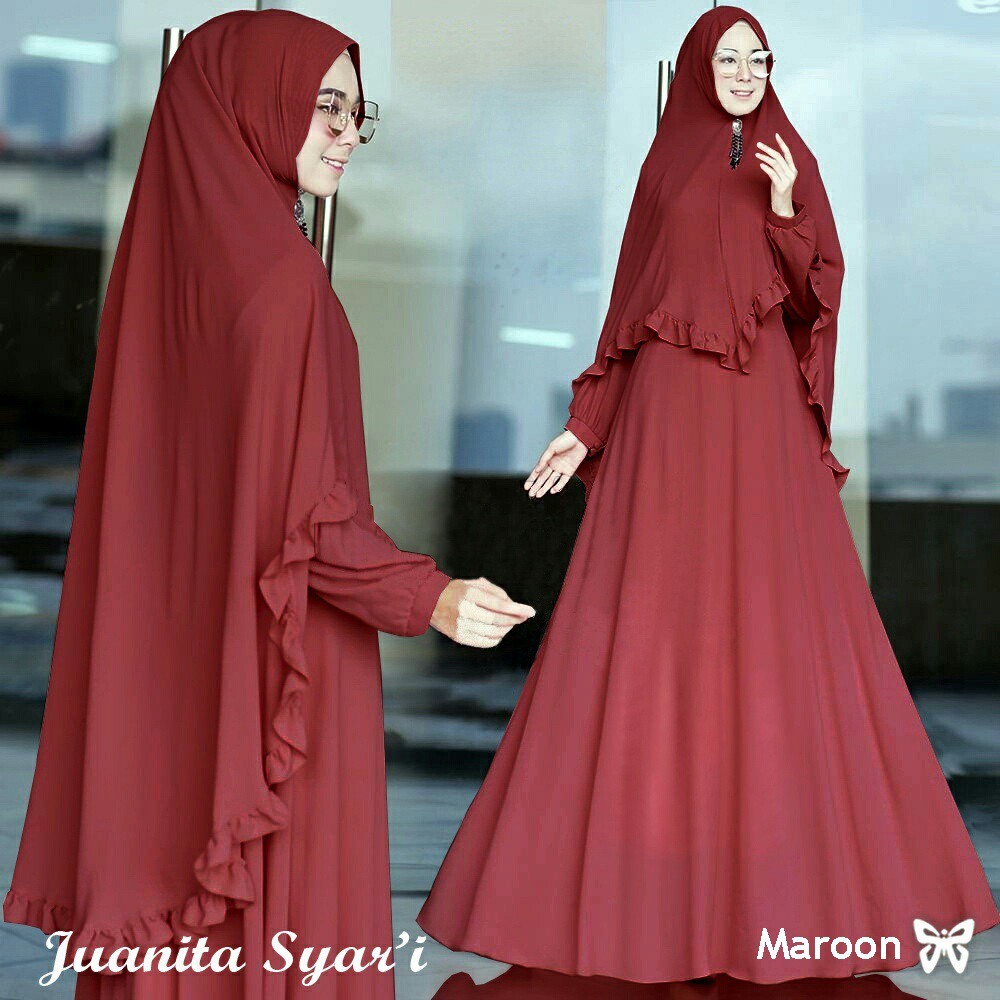 HOPYLOVY - Gamis Syari Jersey Juanita (Termasuk Bergo)