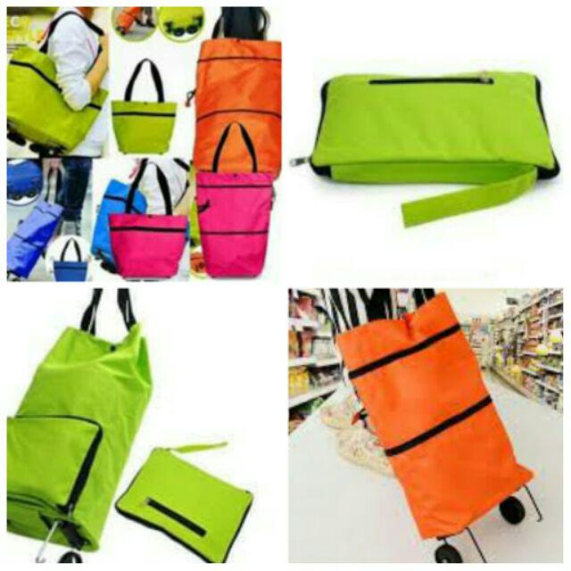Foldable Trolley Bag Fashion Shopping Bag Lipat Kapasitas 30kg