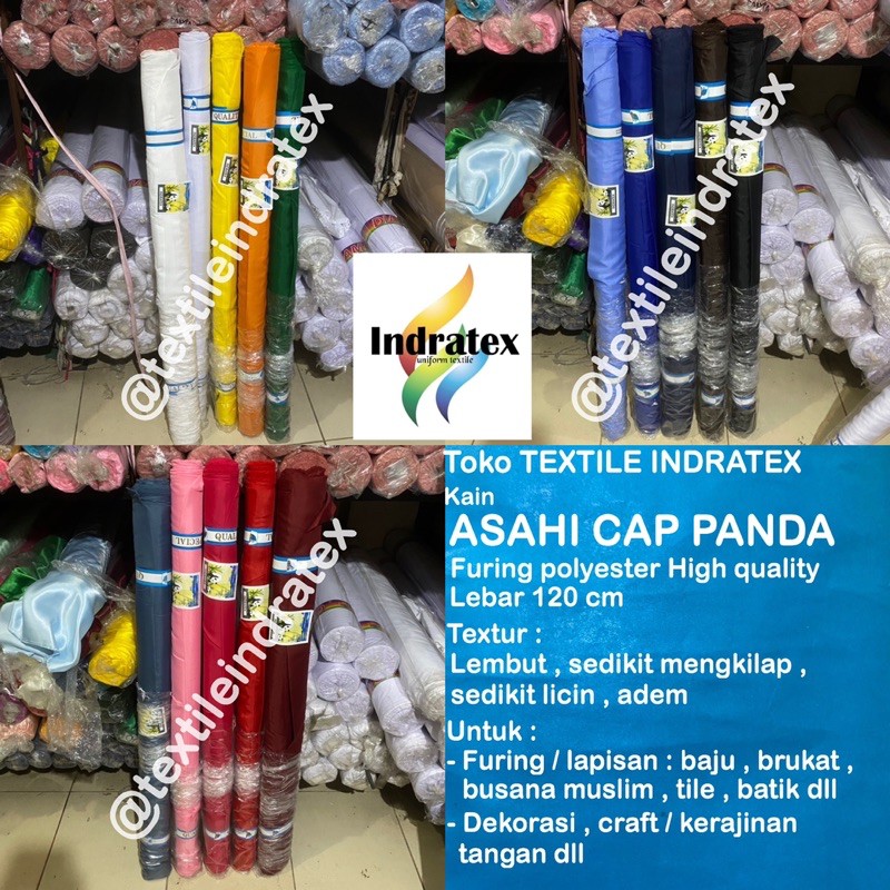 ( per 1 roll ) kain furing asahi cap panda lebar 120 cm bahan lapisan tas rok baju gamis hycon kantong celana dekorasi