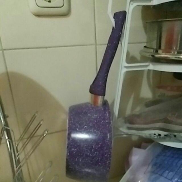 Saucepan Bolde 18cm + Penutup Kaca - Ungu - Keramik - Superpan - Super Pan - Panci
