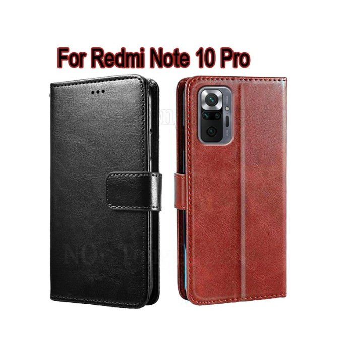 Casing Redmi Note 10 pro Flip Cover Wallet Leather Case