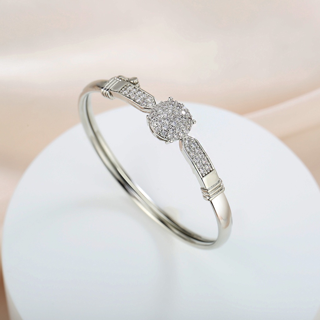 Y437 [COD✔] Gelang Titanium Dewasa Anti Luntur Gelang Aksesoris Silver Bangle Untuk Wanita