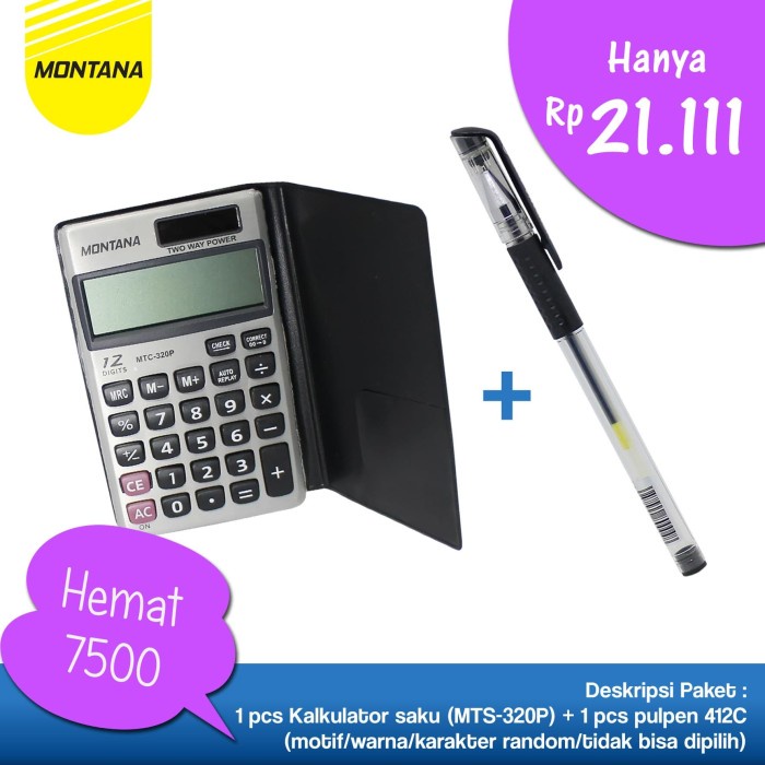 

tulis-alat-paket- bundling kantoran!!! 1pcs kalkulator mtc-320 + 1pcs pulpen 412-c -paket-alat-