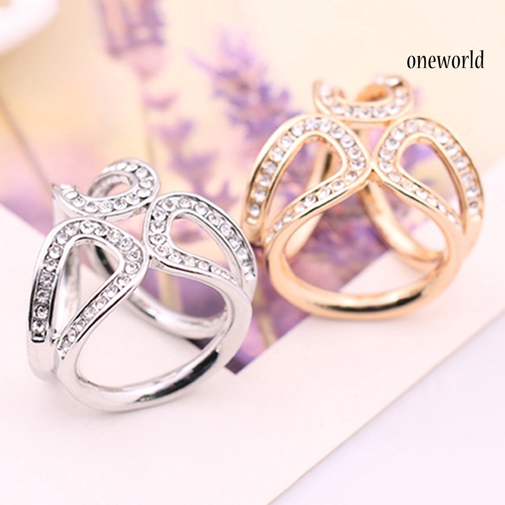 OW@ Scarf Buckle Clip Simple Easy Matching Alloy Three-ring Rhinestone Shawl Holder for Shopping Travel