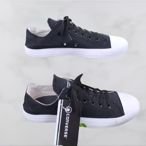 SEPATU SNEAKER LOW FULL BLACK SEPATU HITAM (bisa cod) free box