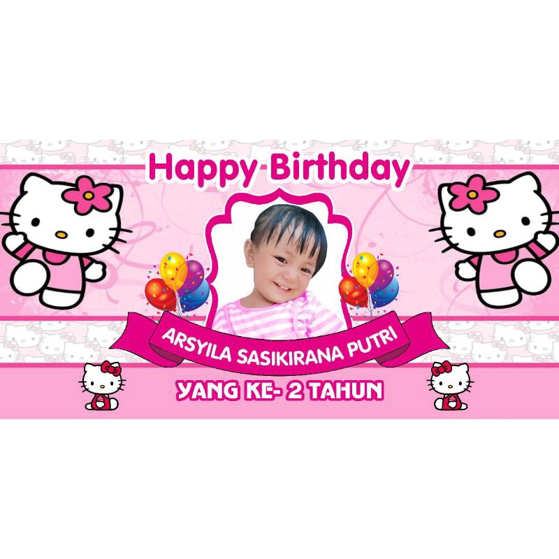 spanduk ulang tahun tema hello Kitty//