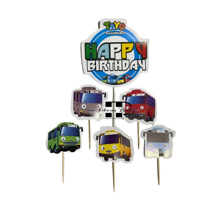 cake topper happy birthday / cake topper Tayo / hiasan kue BUS TAYO