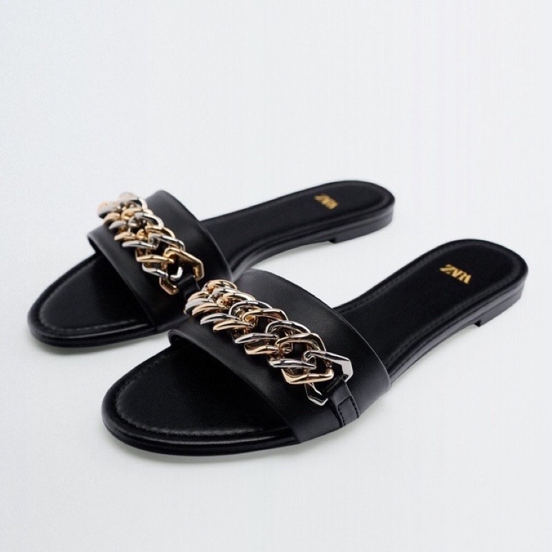Sandal Wanita Zara Slider Chain ZR-134 Sandal Wanita Terbaru Import Sandal Flat Wanita
