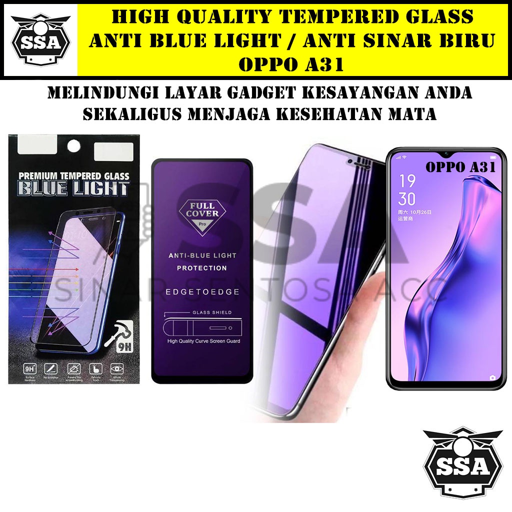 Tempered Glass Oppo A31 Anti Blue Light Anti Sinar Biru a31 a 31 Ori Original Hp Pelindung Layar Temper Anti Lecet Gores TG Murah Berkualitas