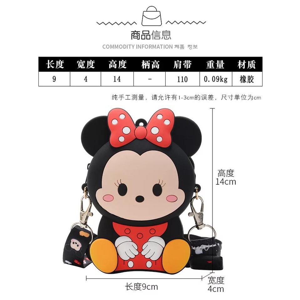 tas slempang kecil jelly silicon mickey minnie kitty