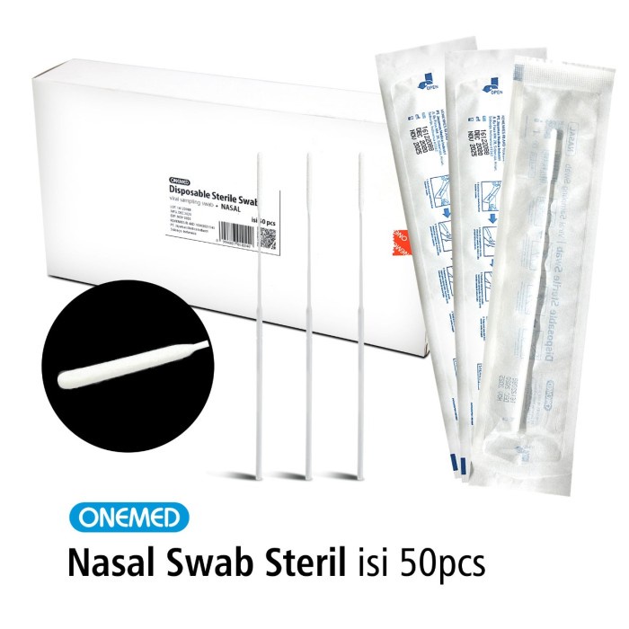 Nasal Swab Steril / Flocked Swab Naso Onemed Box Isi 50 Pcs