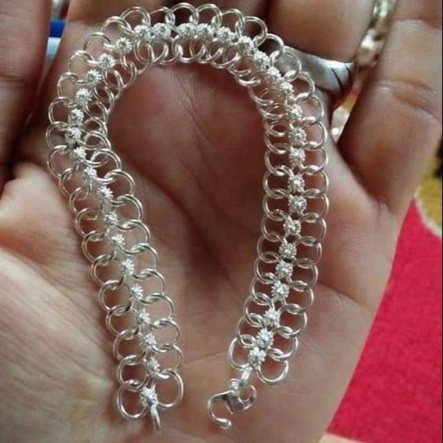 Gelang Perak Dewasa Motif Kelabang/ Perak Asli/ Perhiasan Silver Wanita