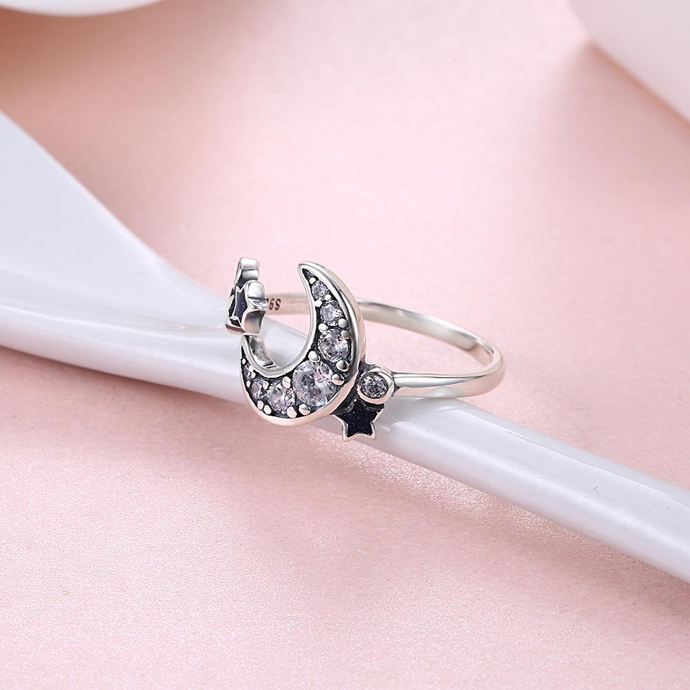 Lily Woman Ring Silver Aksesoris Indah Fasion Jewellery Blue Star Moon