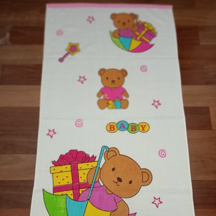 Handuk Mandi Bayi / Handuk Anak merk Twin Motif Teddy Bear size Besar 60x120