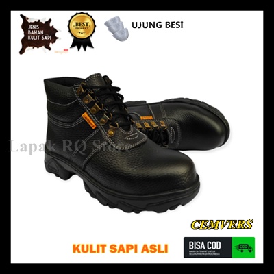 SEPATU SAFETY CEMVERS SEMI BOOTS SEPATU SAFETY UJUNG BESI KULIT ASLI ORIGINAL