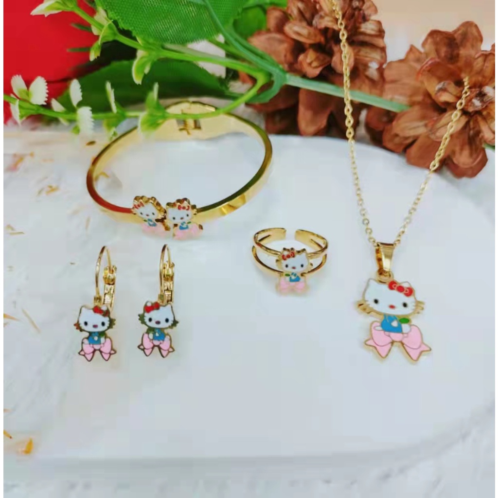 Titanium Set Anak Perhiasan Fashion GAELANG/Anting/Kalung/Cincin B123-124