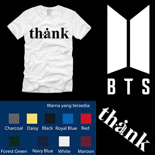 KAOS DISTRO CUSTOM COTTON COMBED 30'S BTS JUNGKOOK TULISAN THANK KOREA KPOP
