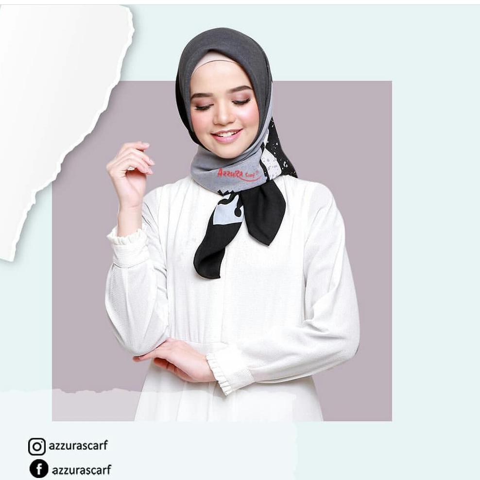 Jilbab Segiempat Chromic Serat Perancis Motif 7 By Azzura - Hijab  Scarf Square Murah Original