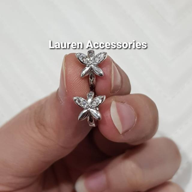 Anting Jepit Giwang Motif Kupu-Kupu Perhiasan Imitasi Lapis Emas Putih AT 1226