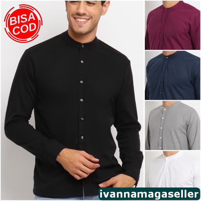Risrus Fashion Mix Hem Dandi Koko Pria Lengan Panjang Baju Koko C NA213 Tfsl Klll Original Kemeja Ba