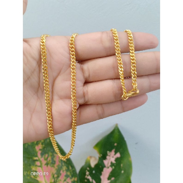 kalung rantai polos bahan tembaga lapis emas 22karat