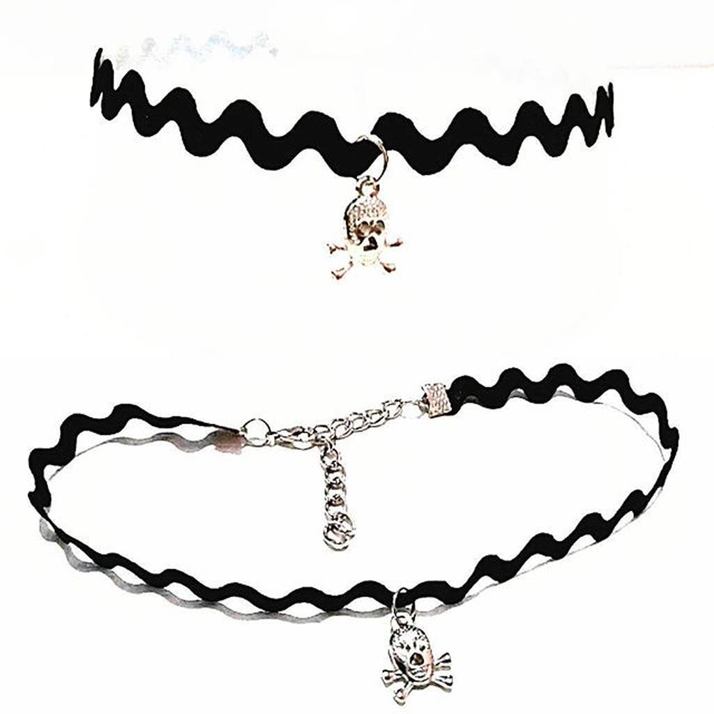 Zigzag Choker Necklace  Silver Skull | Kalung Handmade