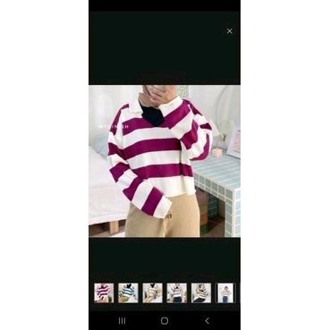 FUJI CROP RAJUT TEBAL/SWEATER STRIP WANITA