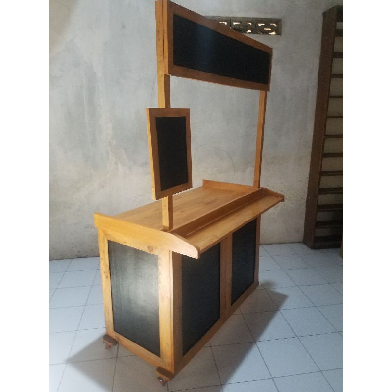 Etalase Gerobak Booth Portable Bongkar Pasang Jati Belanda