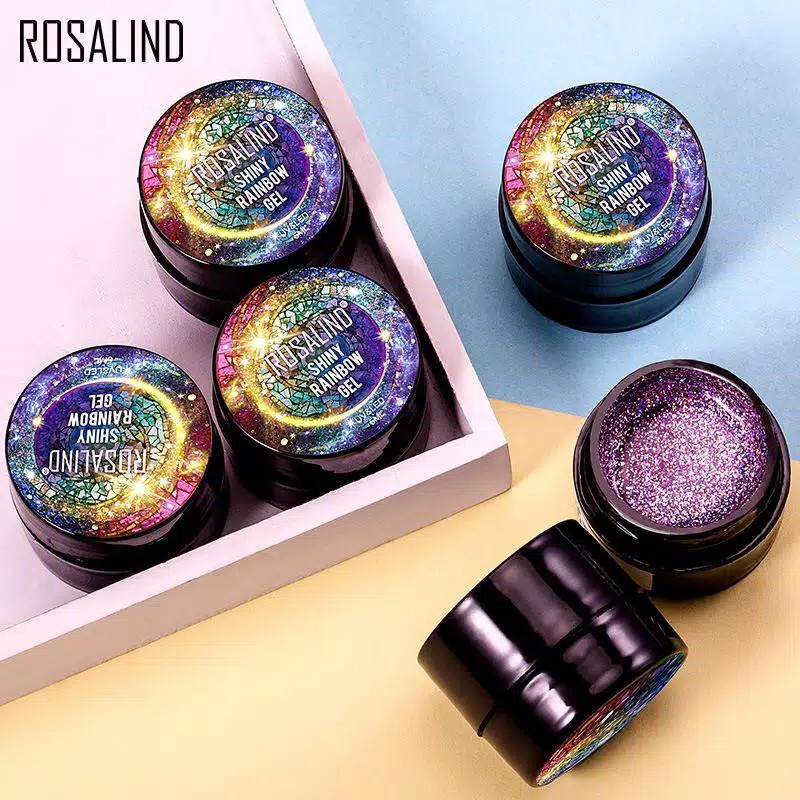 ROSALIND SHINY RAINBOW GEL SERIES Gel Nail Polish UV LED / Kutek / Cat Kuku Murah