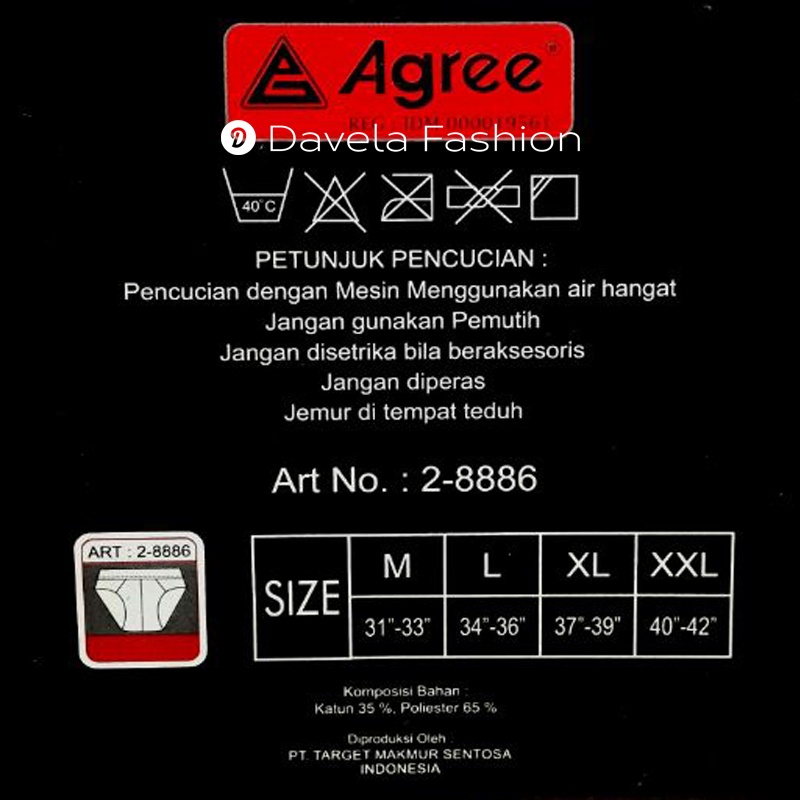 AGREE Art.2 - 8886 CD BRIEF PRIA [Size M L XL XXL] Mens Underwear Celana Dalam Pria