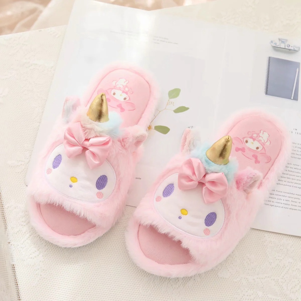 Sandal Rumah Cartoon Lucu Bahan Plush Anti Slip