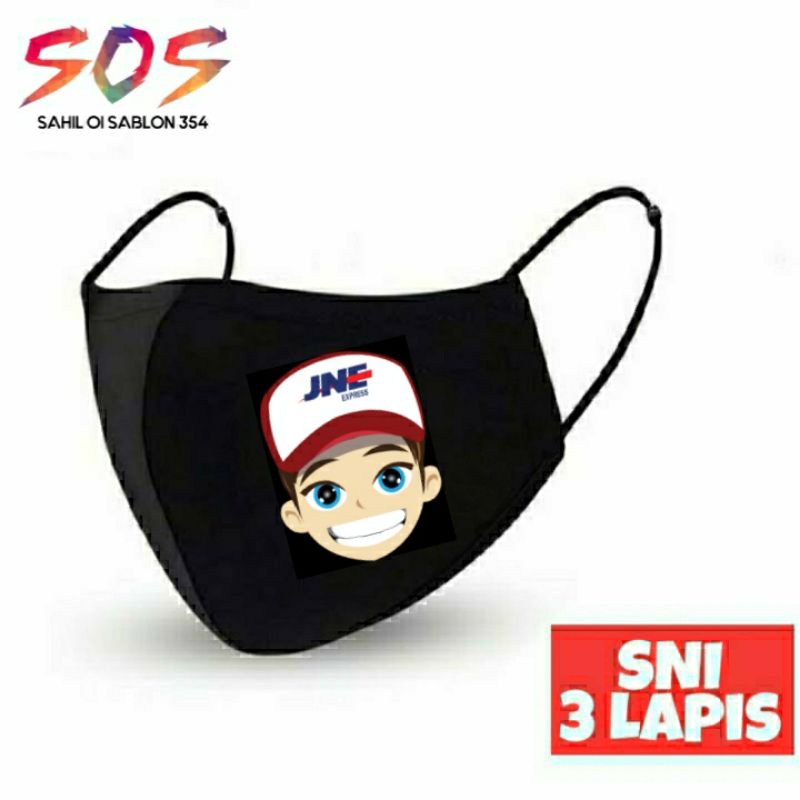 masker kain 3 ply/lapis JNE EXPRESS logo JONI anak dewasa earloop